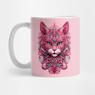 Pink Cat ornamental tribal art fusion design Mug